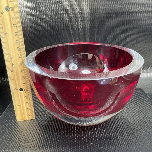 Vintage Murano Art Glass Dish Bowl Venetian Glass Thick Heavy Artist Signed VTG - Picture 2 of 12